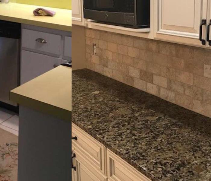 new brown granite countertops and stone backsplash 