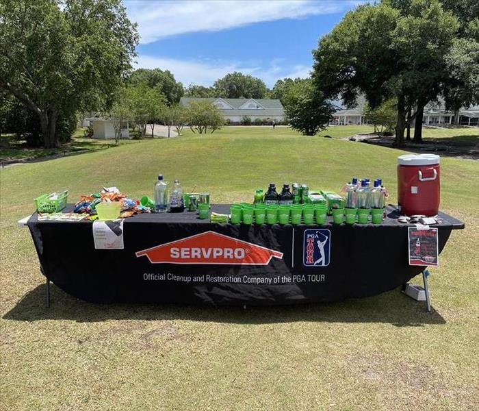 SERVPRO drink table set up at the Hailfax plantation golf course